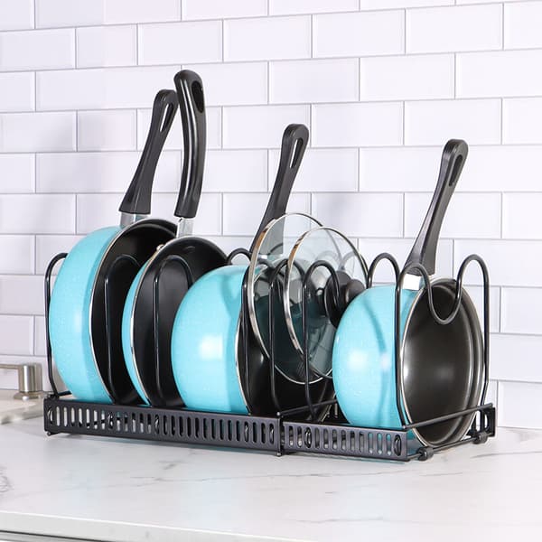 1 pc Pot Rack, Multi-layer Frying Pan Lid Storage Rack Kitchen Utensil Stand (Black)