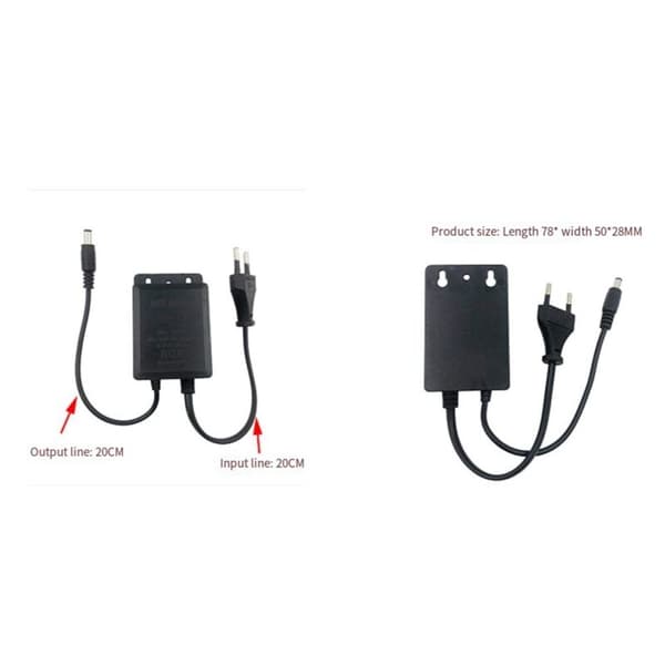 12V Power Adapter 2 in 1 Rainproof Power Supply Camera Light Strip Power Supply with EU Plug B