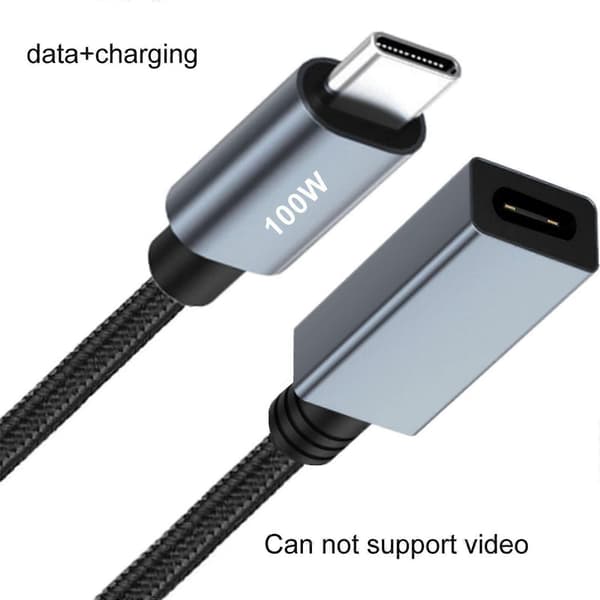 【LD】PD100W USB C Extension Cable Compatible with Fast Charging and Data Transfer 480Mbps Nylon Braided Line Marker Chip 1m 1m