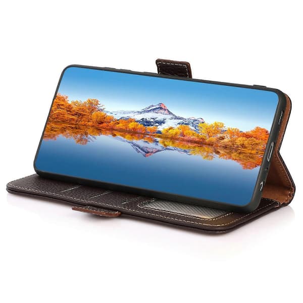 KHAZNEH Case Compatible with Sony Xperia 1 VI Side Magnetic Genuine Cowhide Leather RFID Blocking Case[LD]