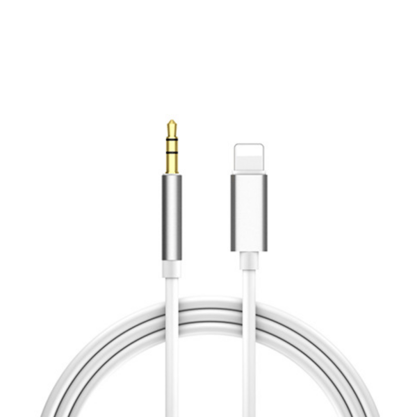 1M Lightning til AUX 3.5mm Kabel Adapter Bil Sølv