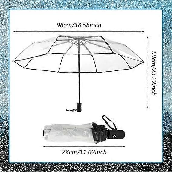 Automatic Folding Transparent Umbrella, Automatic Opening and Closing Transparent Folding Umbrella
