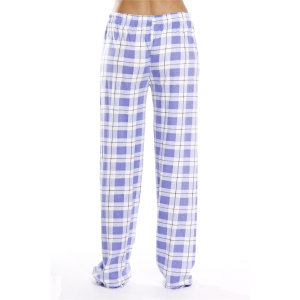 Rutig sömnbyxa dam Casual Tygbyxor Hemkläder Elastisk midja Pyjamasunderdel, Färg: Lila, Storlek: S