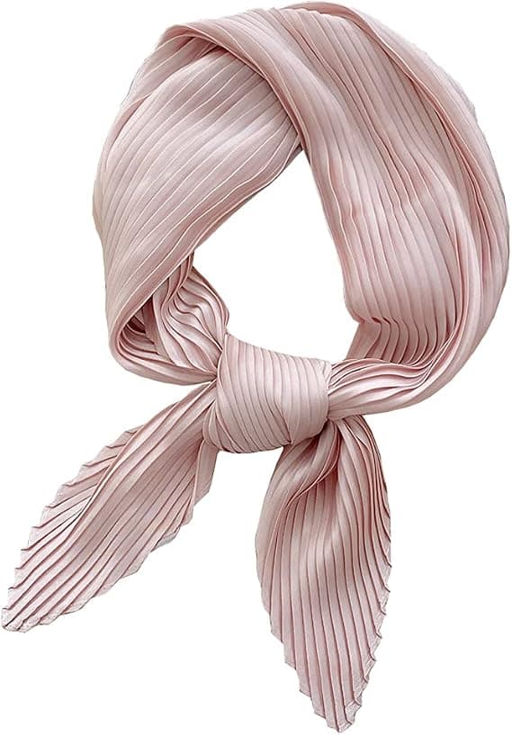 Kvinners silkelignende firkantet skjerf halsduk solid vekt hodeplagg, rosa