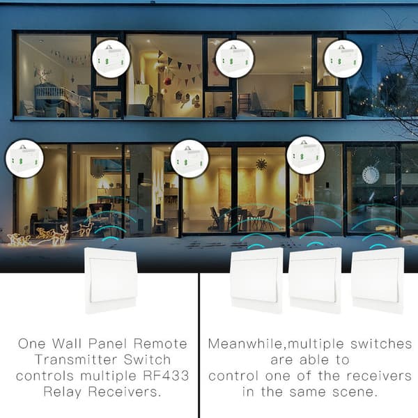 110-230V Wireless Light Switch and Receiver Kit Self-Powered Switch Remote Control Light Fixture, 1 Switch and 1 Receiver-