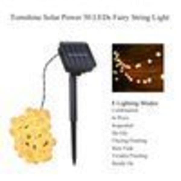 Tomshine 50 LED Solcellelamper for Utendørsbruk, 6,9 Meter Julebelysning