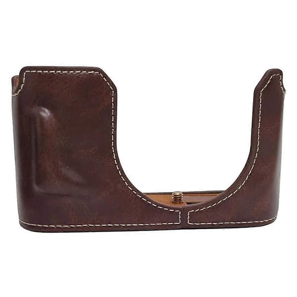 s8M Leather Case for Leica Q3 Camera, Bottom Case, Easy Battery Replacement - Coffee