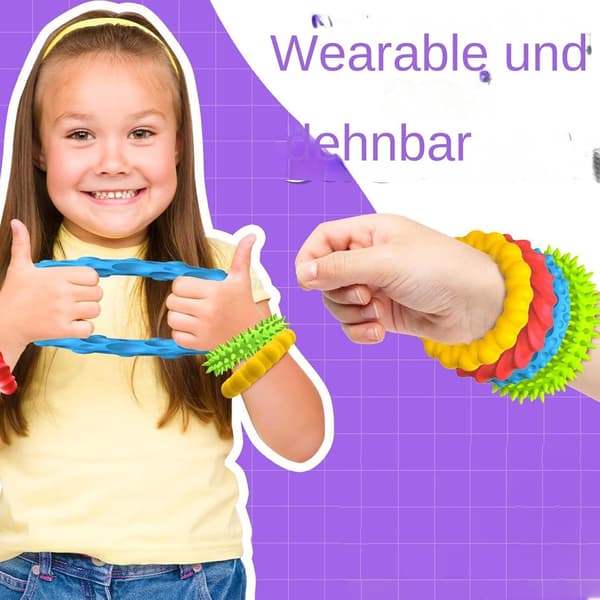 Sensoriske strækbare fidget-bånd til børn - 4-pak