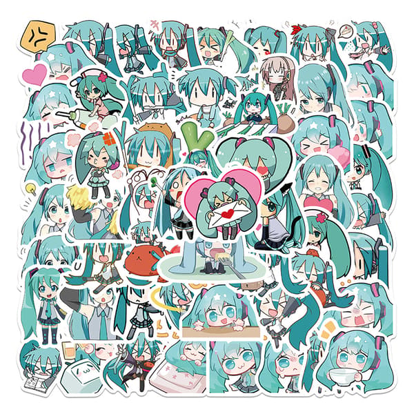 65 st Tecknade Hatsune Miku Graffiti Dekaler Gitarr Resväska La
