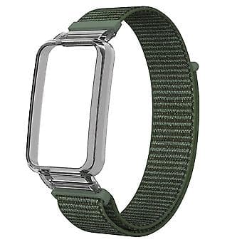 PC-etui + Nylon Loop-rem til Xiaomi Mi Band 7 Pro (Armygrøn)