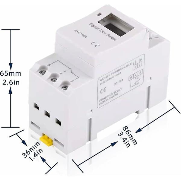 Digital LCD-timer, digital programmerbar timer LCD-skjerm ukentlig programmerbar tidsbryter tidsforsinkelsesrelé kontrolltimerbryter AHC15A 12V