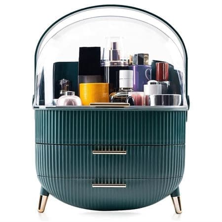 Retro Sminkeoppbevaring Sminkeboks Organizer - Mørk Mintgrønn