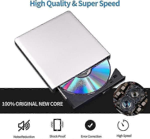 Ekstern Blu-ray DVD-drev 3D, USB 2.0 Blu-Ray CD DVD-læser Slim Optisk Tabares Blu-ray-drev til MacBook OS Windows 26s