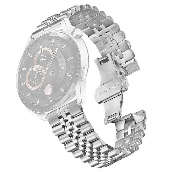 Til Honor Watch Dream Håndledsrem 5-perle rustfrit stål sommerfuglespænde urrem - sølv