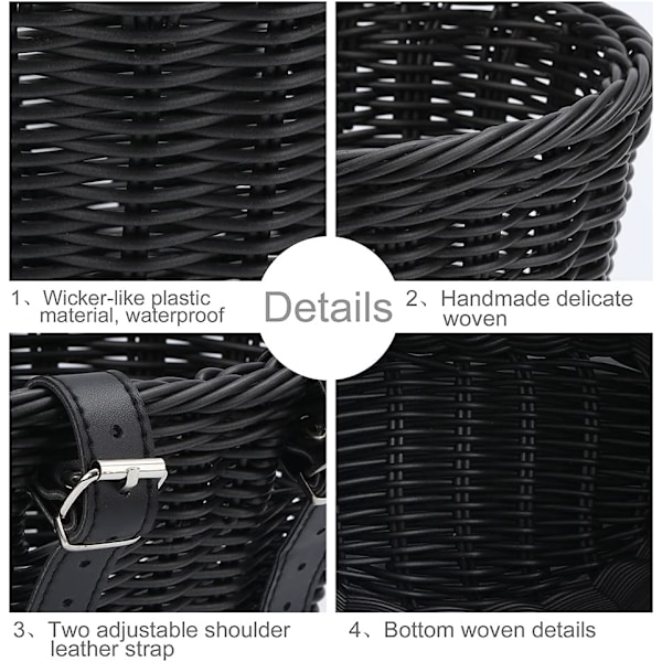 Plast Rattan Cykelkorg Fram, Cykelkorg Förvaring, PE Vävd Justerbar
