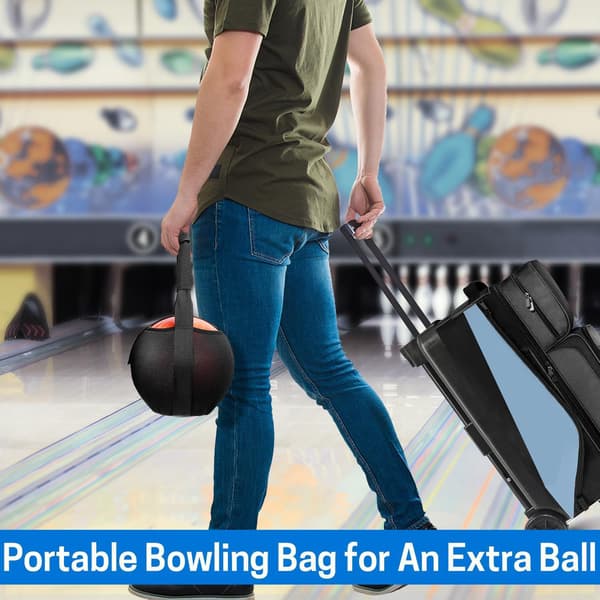 Bowling Net Bag, Single Bowling Ball Bag with Reinforced Handle, Black