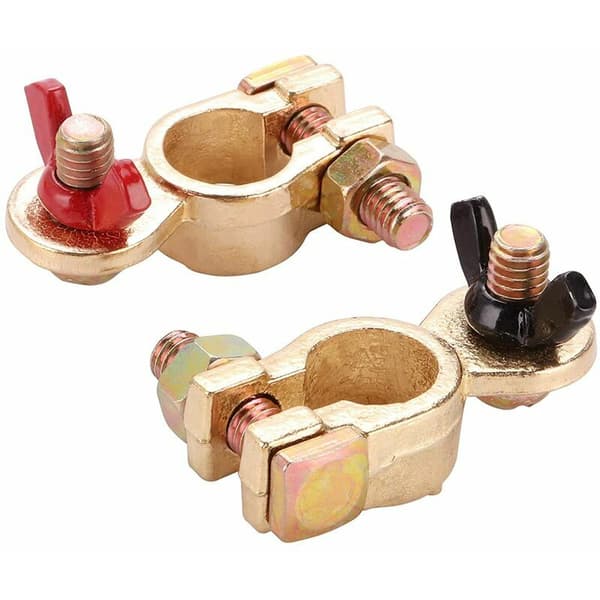Battery Clamp Battery Connector Solid Brass Car Battery Clamp with Color-Coded Wing Nut