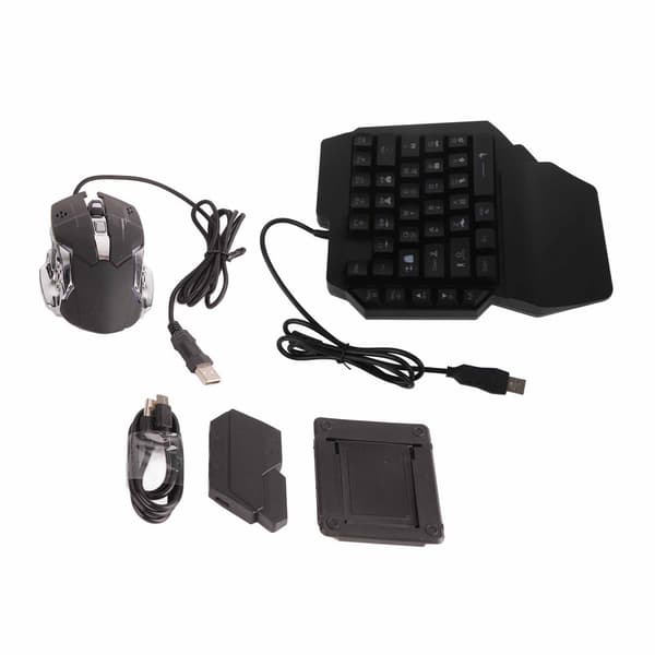 Portable Mini Gaming Keyboard Mouse USB RGB Wrist Rest Half Hand 35 Keys Keyboard Mouse with Converter for Android for IOS