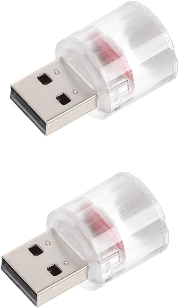 2 stk Mini In-line Liten Nattlampe Led Bil Usb Stemningslys Rød-FX-