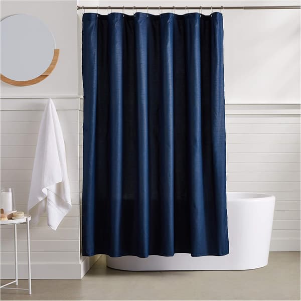 Waffle Pattern Shower Curtain, 180 x 180 cm, Navy Blue