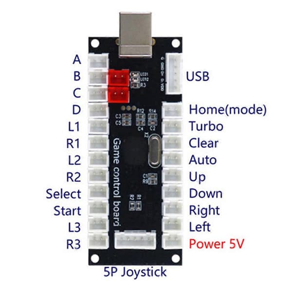Zero Delay Arcade USB Encoder Board - Tuki PC:lle, PS3:lle, RPi:lle, Android Hitbox B:lle B