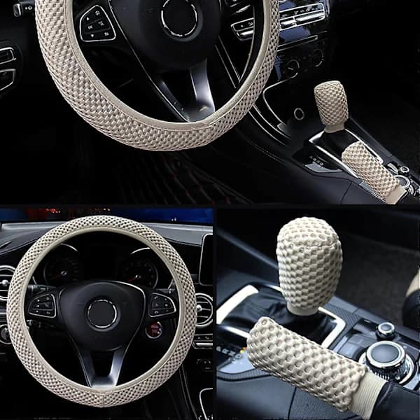 NA/3-pack Bilrattskydd Set Inkluderar Handbromsskydd Växelspaksskydd, Sommar Anti-halk Mesh Rattskydd, Andningsbart Elastiskt - Qin