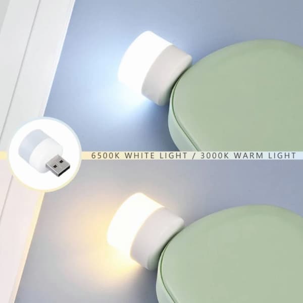 5-pack USB Portable LED Mini Night Light Small Round Lamp WARM WHITE WARM WHITE