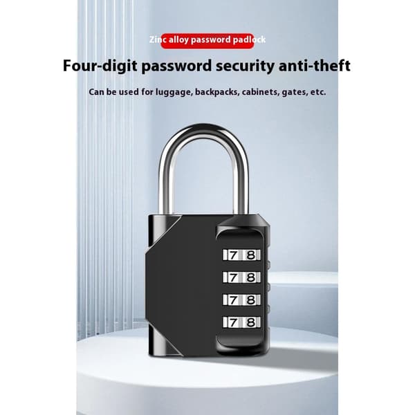Combination Lock, 4-Digit Padlock for School Gym Locker, Fence, Toolbox, Case, Hasp Cabinet Storage (2-Pack, Black)