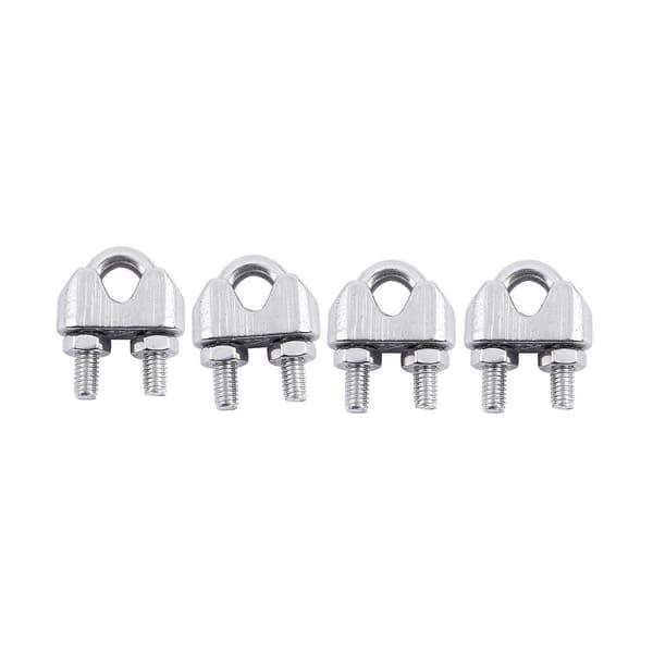 4 stk. rustfri stålkabelklemmer til 5/32 tommer 4 mm wirer Sølv Silver