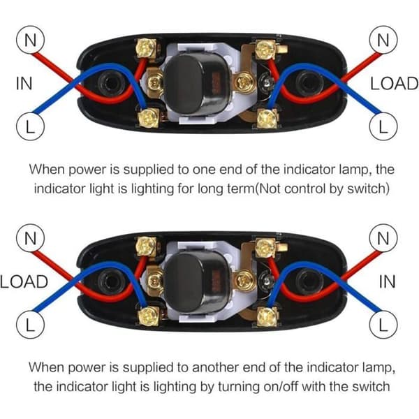 St Vippestrømbryder 250V 10A med LED-indikator Sort Odipie