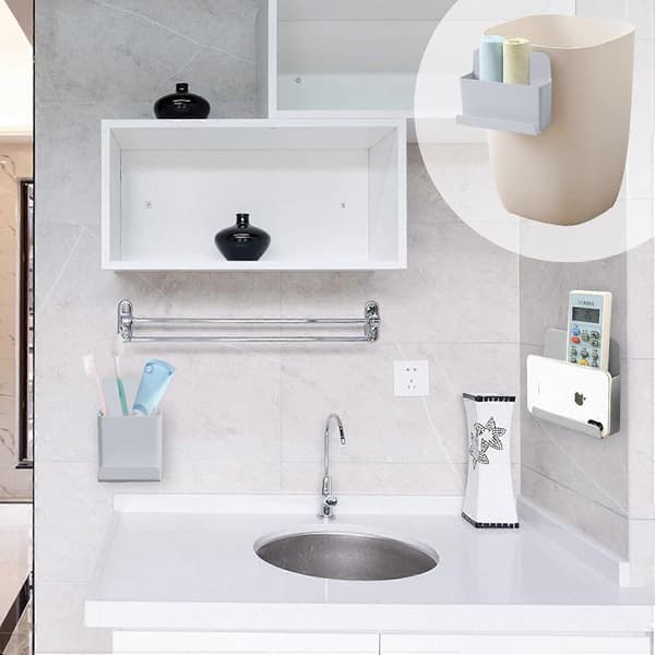 2 Pieces Self-Adhesive Remote Control Storage Box, Wall-Mounted Organizer Box, Damage-Free Wall Phone Holder, for Remote Control, Mobile Phone, [DB]