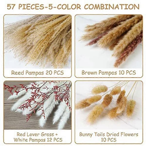 Artificial Dried Pampas Grass, Artificial Grass Stems, Fluffy Grass Flower Stems for Flower Arrangements