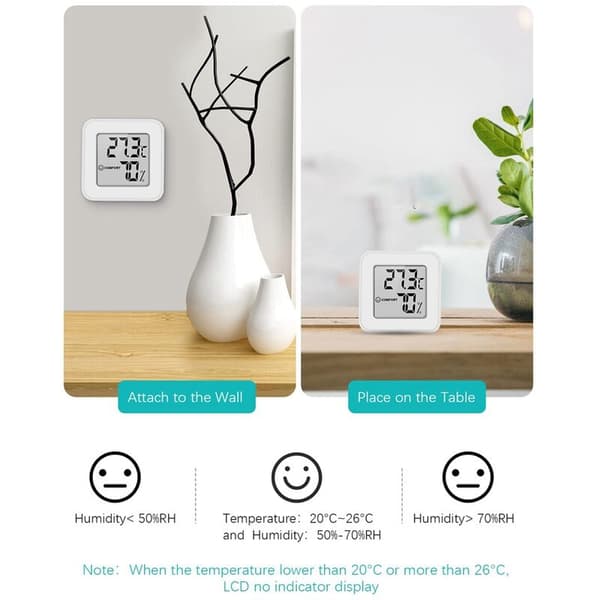 Mini Indoor Hygrometer 3PCS Thermometer Hygrometer and Humidity Meter with White LCD Screen