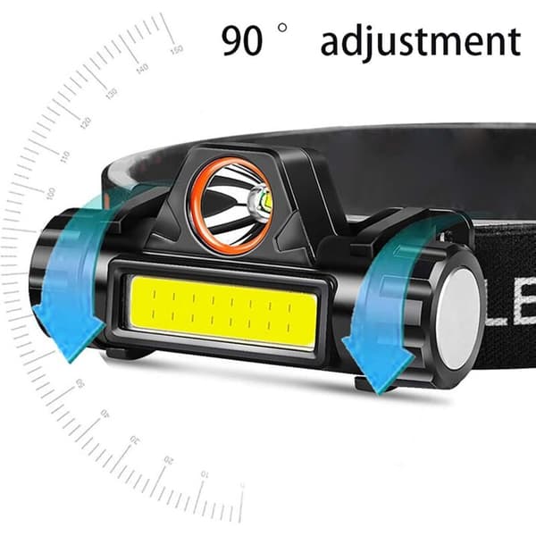Xpe Cob dimbar hodelykt fiske hodelykt justerbart hodebånd kraftig 90W LED hodelykt med USB-lading