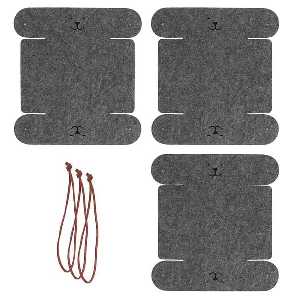 3 pcs/set Storage Basket Felt Desk Storage Box Foldable Storage Organizer for Coins Keys Snacks TV Remote Control Phone Grey [DB]