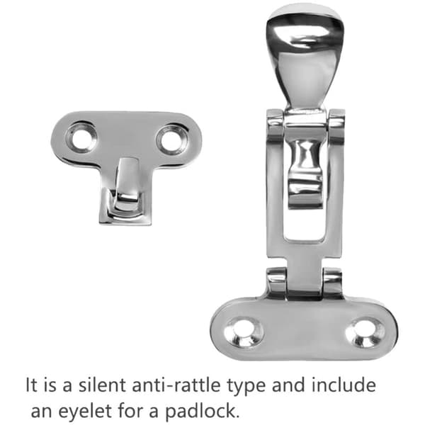 Anti-Rattle Latch for Marine Boat Door Hatch, Tightening Latch, Solid Construction, Lockable, (2 Pcs)