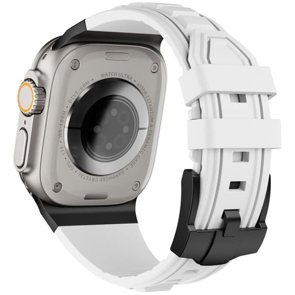 Apple Watch Series 49mm 45mm 44mm 42mm Adjustable Silicone Strap Black + White White white Vit white