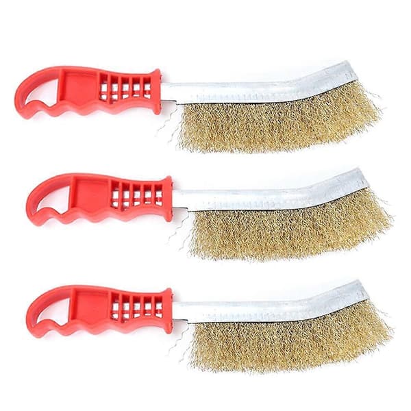 3PCS Multifunction Tool Steel Brush Copper Plated Long Handle Cleaning Brush Kitchen Grill Special Plate Rust Removal