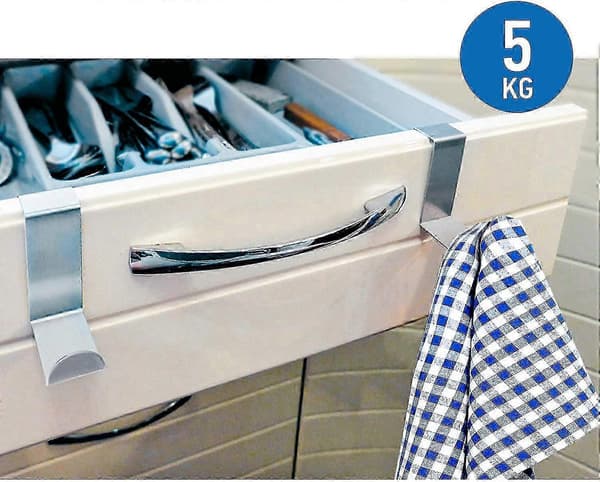 Seger - 6 dørkroker i rustfritt stål - Vendbare for standarddør og garderobe - Opptil 5 kg 26s
