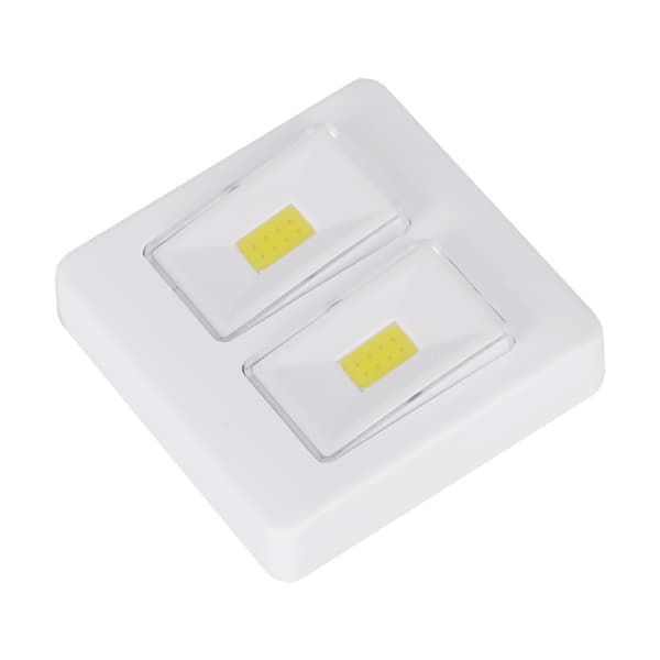 1 stk dobbel COB trykkbryter lys batterimodell nattlampe