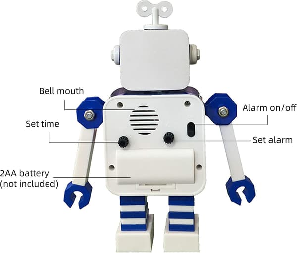 Robotvækkeur, lydløst vækkeur i rustfrit stål med G