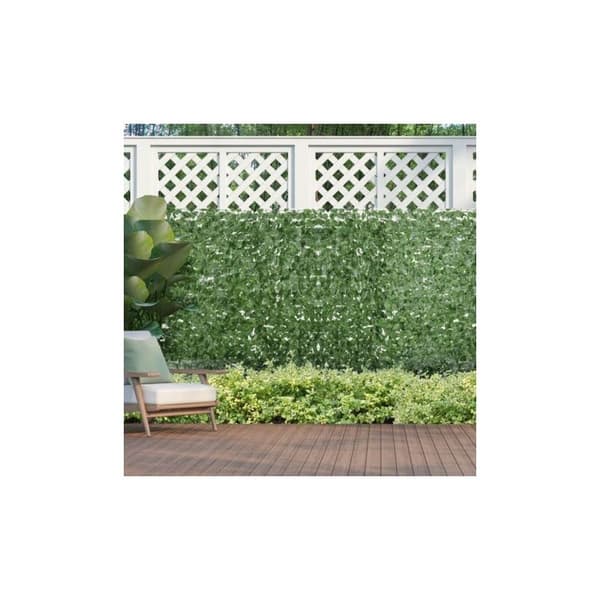 Artificial Hedge Privacy Screen Decorative Roll 3L x 1H m Realistic Beech Leaf UV-Resistant, Silk Leaves, Dark Green