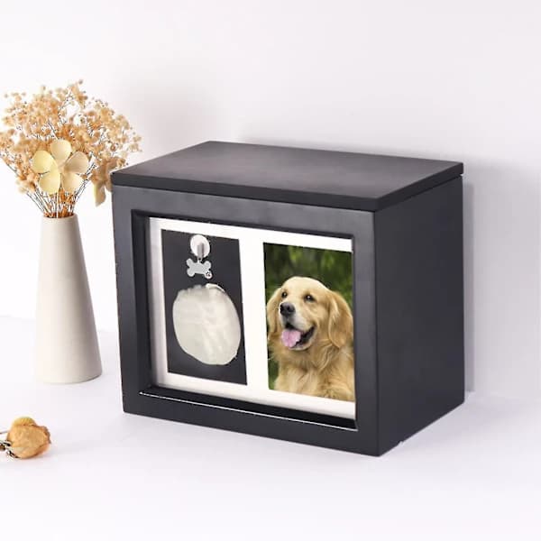 Pet Urn for Ashes Large Capacity for All Pets Unique Design with Photo Frame Black