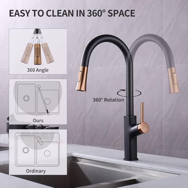Black Kitchen Tap, 360° Swivel Kitchen Faucet, Kitchen