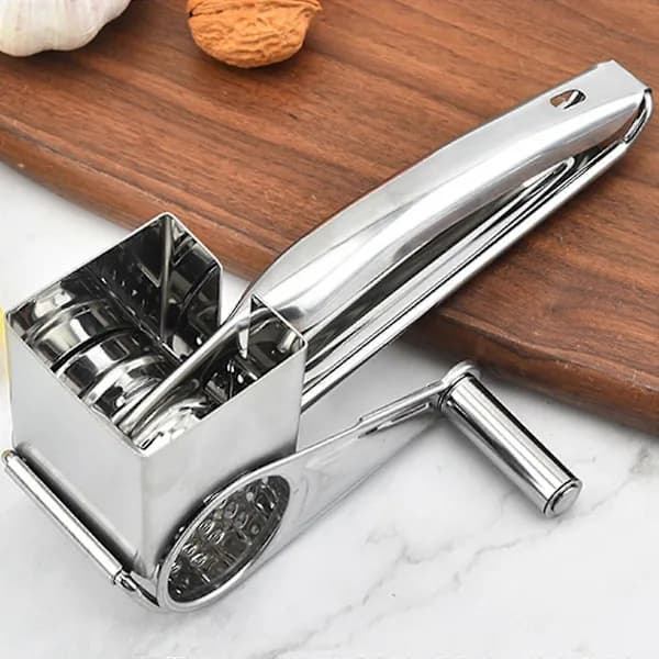 Rotating Stainless Steel Cheese Grater with Sharp Drum Blades and Ergonomic Handle for Kitchen Use Silver 20 x 8 cm silver B silver B