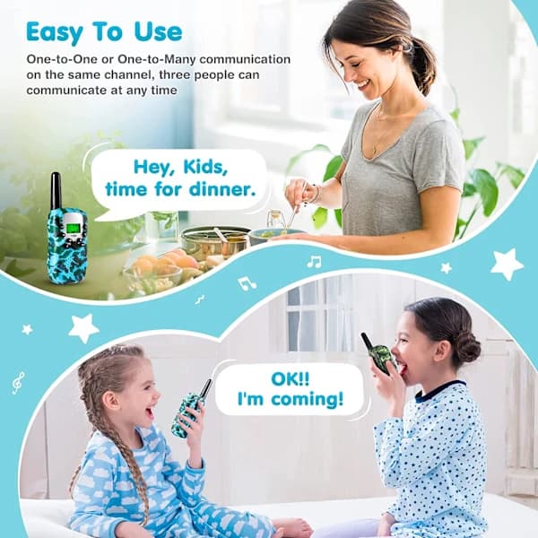 Walkie Talkie for barn, leker for 3-12 år gamle gutter og jenter, A