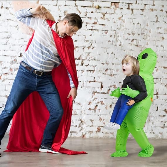 Oppustelig dinosaur-alien-dragt (børneversion), alien-udklædning voksne mænd sjov
