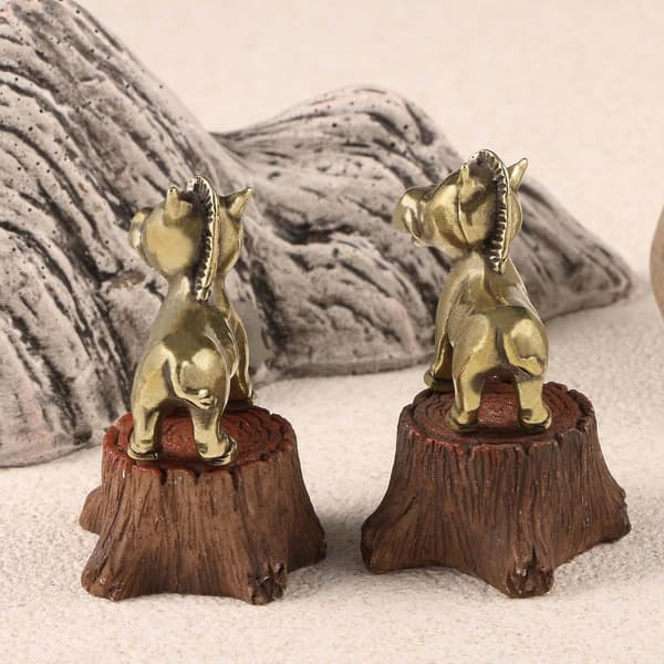 Samling av messingheststatuer Gave Dyrefigur for bord Stue Hjem (Mini, Gull)