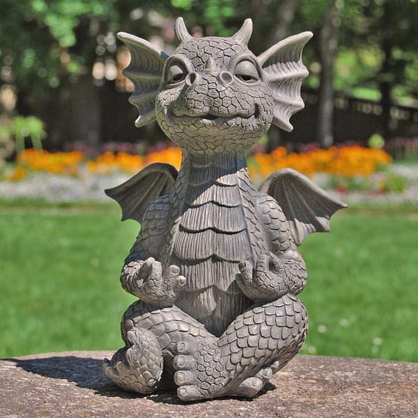 Meditations Havedrage Statue, Harpiks Zen Drage Statue, Have-FA6-