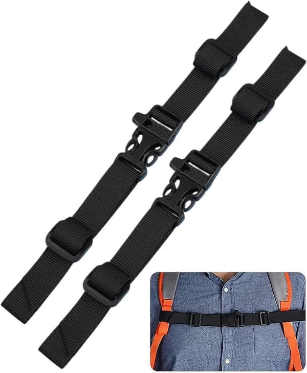 2-pack Justerbar Ryggsäck Bröstrem med Spänne Visselpipa, Hållbar
